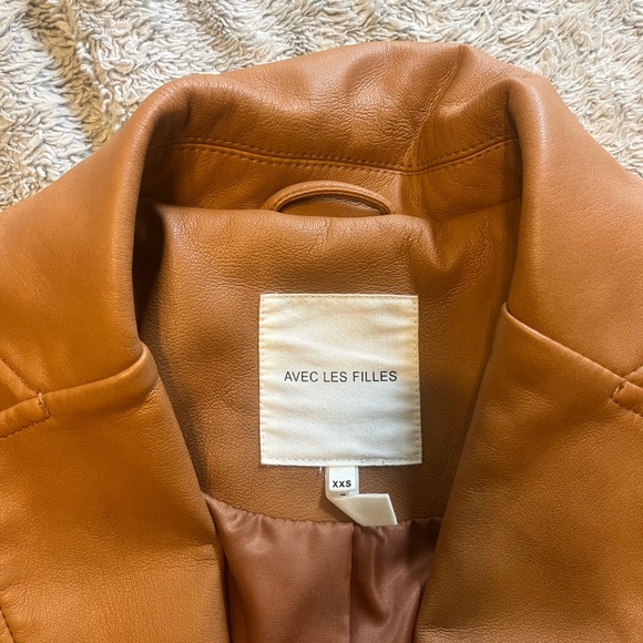 Avec Les Filles Women's Vegan Leather Blazer in Cognac XXS - Picture 6 of 8